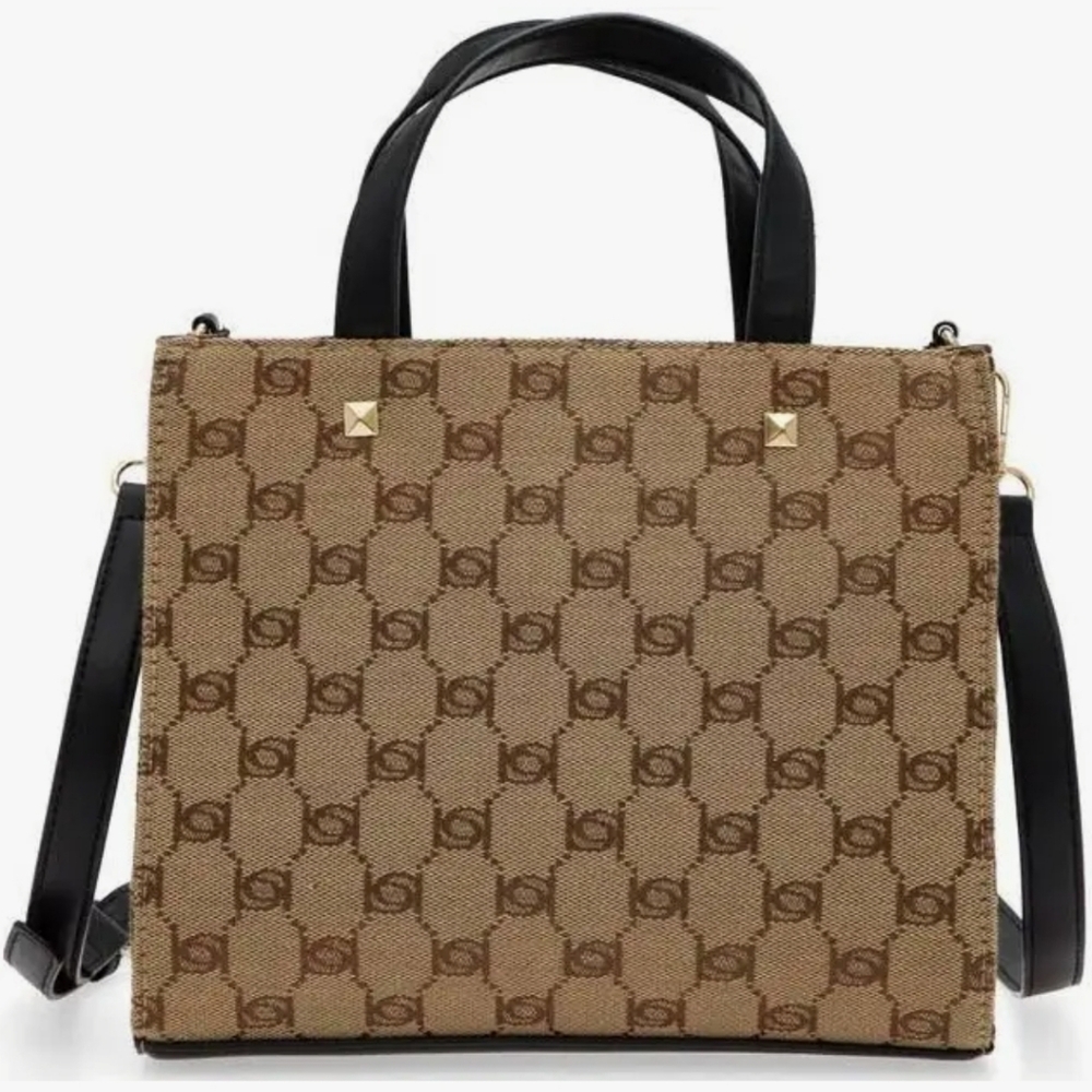 Bebe Signature Beige and Black Tote 8x7x3 - Picture 4 of 5